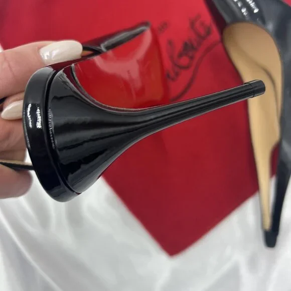 Christian Louboutin Kate Sling Back Patent Calfskin 85mm Red Sole Pumps - Picture 14 of 16